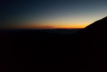 Beautiful view of the horizon from a mountain peak at sunrise