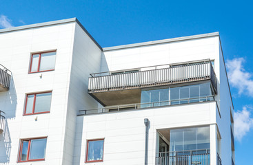 Modern Luxury Scandinavia Apartment Building Blue Sky Facade Home Residential Structure