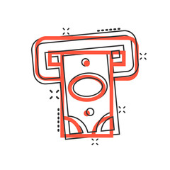 Money ATM icon in comic style. Exchange cash cartoon vector illustration on white isolated background. Banknote bill splash effect business concept.