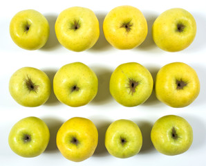 Green apples on white background 
