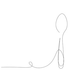 Spoon one line drawing on white background, vector illustration