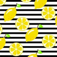 Tapeten Zitronen Frische Zitronen Nahtlose Musterillustration, Sommerfruchtvektor