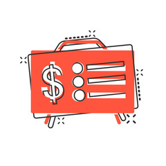 Financial presentation icon in comic style. Money analysis cartoon vector illustration on white isolated background. Marketing chart splash effect business concept.