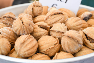 Traditional homemade biscuits sweet dessert delights, pastry during hotel brunch buffet