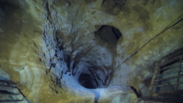 Vent shaft in the cave. Ancient Christian caves in Cappadocia. Turkey.