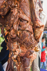 Assorted meat products. Street food, fast food assortment of meat