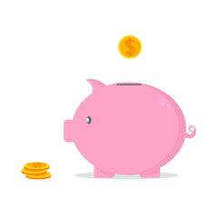 Vector illustration in a flat style. Bank deposit. The idea of ​​an investment icon in the form of a toy pig piggy bank.


