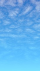 Blue sky background with white clouds. Cumulus white clouds in the clear blue sky in the morning. 3D illustration