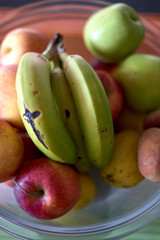 fruit bowl with fruit and blur background