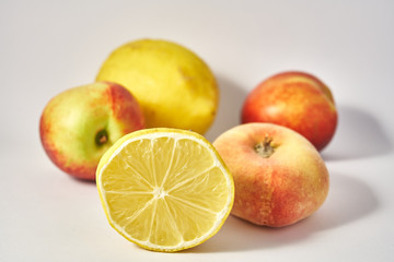 assorted fruit on white background