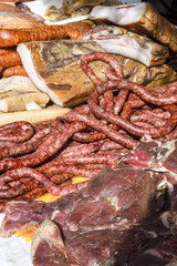 Assorted meat products. Street food, fast food assortment of meat