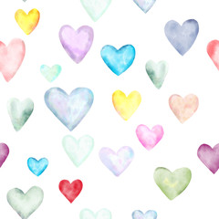Pattern with hearts with different colors and size