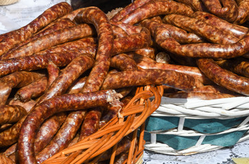 Assorted meat products. Street food, fast food assortment of meat