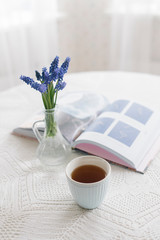 Blue flowers in the vase