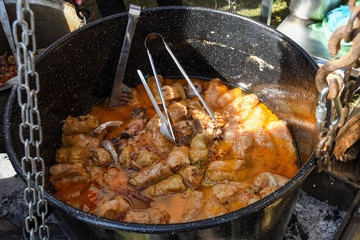 Romanian typical food named sarmale. Cabbage rolls with meat, rice and vegetables.