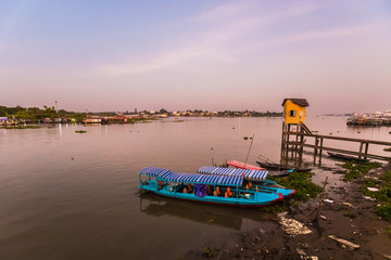 Fototapeta premium Sunset landscape of Chau Doc