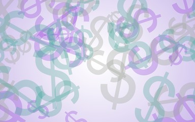 Multicolored translucent dollar signs on white background. 3D illustration
