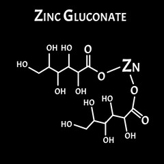 Zinc Gluconate is a molecular chemical formula. Zinc infographics. Vector illustration on isolated background.