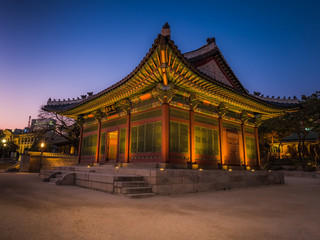 beautiful temple at sunset