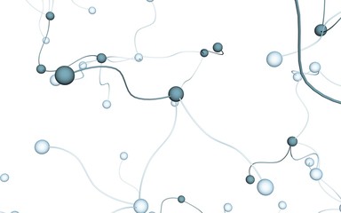 Neural network. Social network. Futuristic dna, deoxyribonucleic acid. Abstract molecule, cell illustration, mycelium. Light background. 3D illustration
