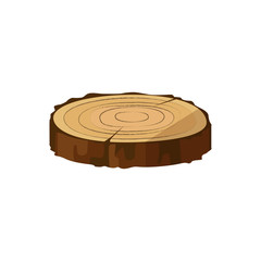 Tree trunk slice illustration. Wooden circle, rings