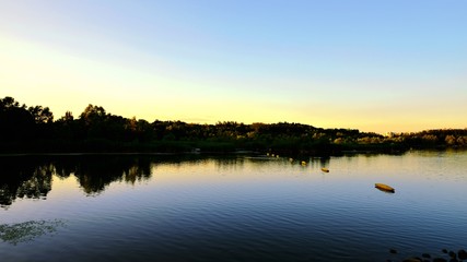 Naklejka na ściany i meble Scenic View Of Lake Against Sky During Sunset