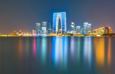 Fototapeta na wymiar City night view of Suzhou Industrial Park, Jiangsu Province, China