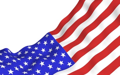 Obraz premium Waving flag of the United States of America. Stars and Stripes. State symbol of the USA. 3D illustration