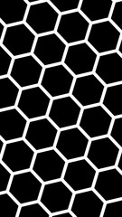Obraz premium White honeycomb on a black background. Vertical image orientation. Isometric geometry. 3D illustration