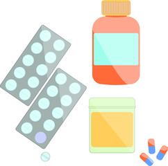 pills capsules in a jar of medication vector