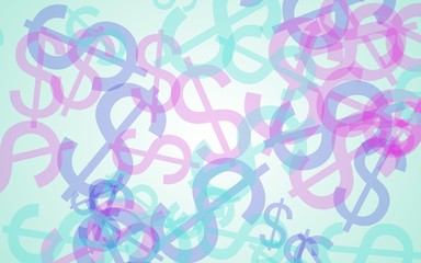 Multicolored translucent dollar signs on white background. 3D illustration