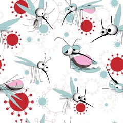 Insects pattern. Mosquito. Blood sucking insect. The carrier of the virus. Vector illustration..