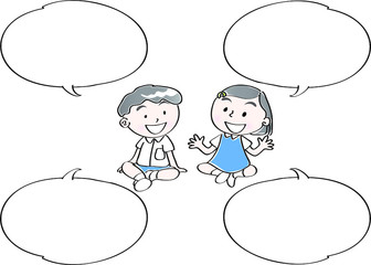 school kids with speech bubble set