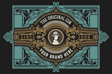 Vintage Gin label. Vector layered