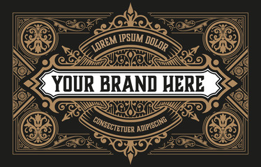 Vintage label with floral elements