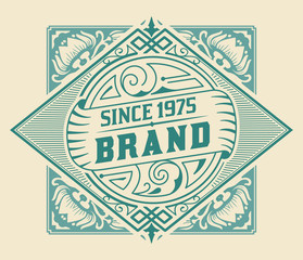 Vintage label with floral elements