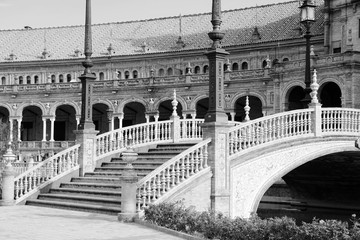 Sevilla, Spain. Black and white vintage style.