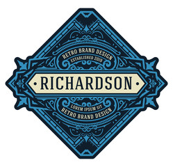 Vintage label with floral elements