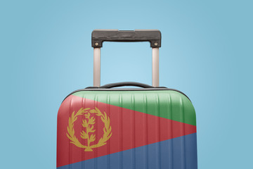 Baggage with Eritrea flag print tourism and vacation concept.
