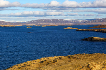 The rush big water ocean. Beautiful nature of Iceland