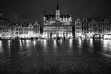 Fototapeta na wymiar Brussels - Grand Place. Black and white vintage style.