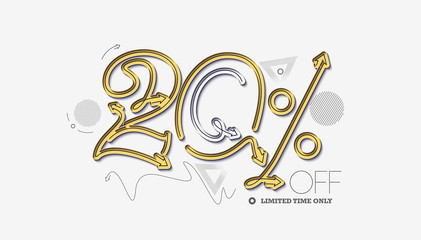 20% OFF Sale Discount Banner. Discount offer price tag.  Vector Modern Sticker Illustration.