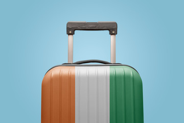 Baggage with Ivory Coast flag print tourism and vacation concept.