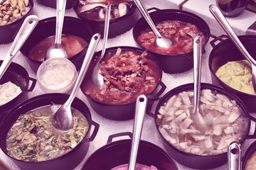 Norwegian cuisine. Vintage processed image style.