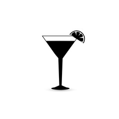 Margarita cocktail icon. Cocktail glass with lemon slice outline and filled vector sign. Bar symbol, logo illustration.