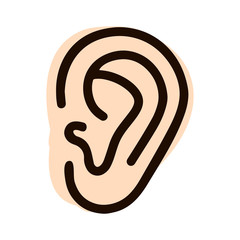 Ear. The auricle of man in a simple style. Organ of hearing. Vector illustration isolated on a white background for design and web.