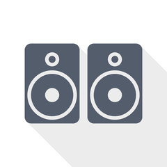 Set of music speakers, loudspeaker flat design vector icon