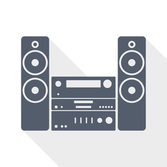 Music, stereo equipment flat design vector icon