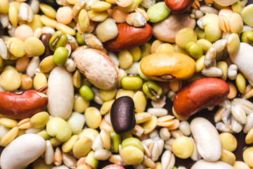 Close up shot of different kind of legumes