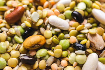 Close up shot of different kind of legumes